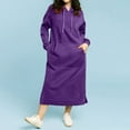 thumbnail image 2 of Wangmeiwg Women's Sweatshirts Women's Loose Fit Knitted Hooded Sweater Dress with for Autumn Winter Fashion Long Pocket Skirt Casual Warm Outfit Purple 5XL, 2 of 6