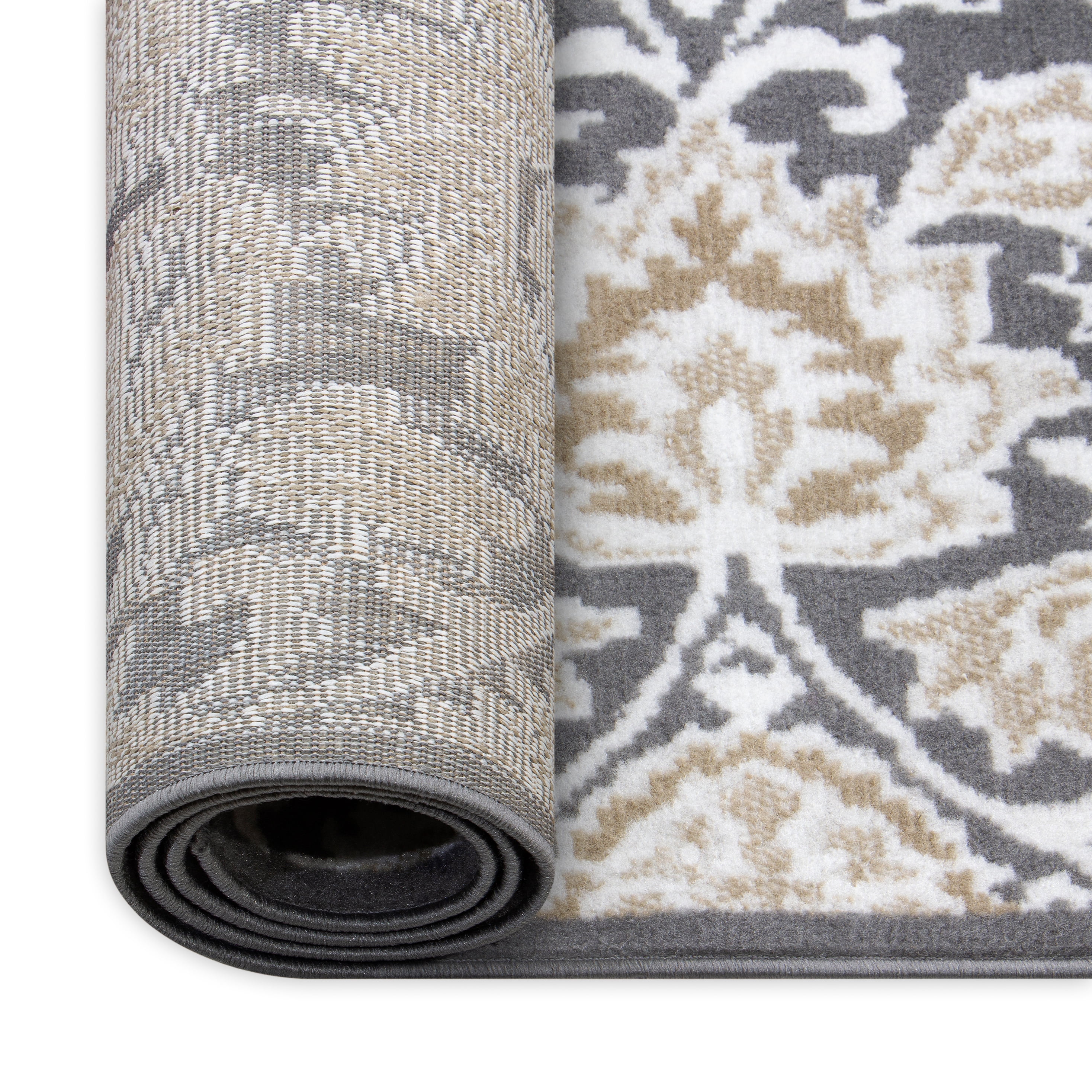 Mainstays Damask Charcoal, Indoor Area Rug, 4'11" x 6'6"