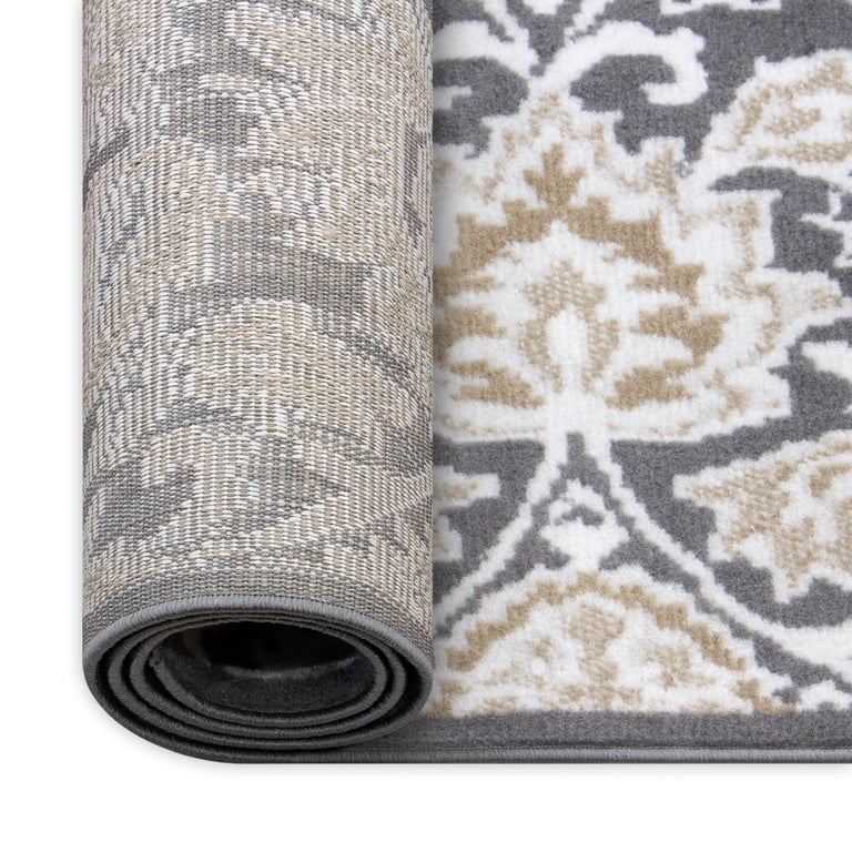Mainstays Damask Charcoal, Indoor Area Rug, 4'11