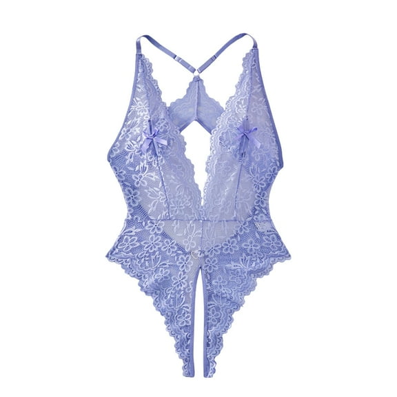 Seductive Lace Bodysuit Open Front for Women Plus Size Sexy V-Neck Lingerie Nightwear with Adjustable Closure