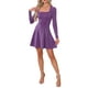 thumbnail image 1 of INSPIRE CHIC Vestido de Fiesta con Cuello Cuadrado Brillante para Mujeres, Vestido de Cóctel de Manga Larga, Vestido de Noche A-Line XS Púrpura, 1 of 6