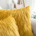 thumbnail image 3 of Home Soft Things Mongolian Faux-fur Pillow Covers Luxury Fluffy Throw Pillow Case Decorative Fuzzy Cushion Cover, No Pillow Insert, Set of 2 - Lemon Curry - 20" x 20", 3 of 4