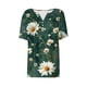 thumbnail image 4 of Camisetas de Verano de Manga Corta de las Mujeres Primavera Verano Casual Impreso Botón V-Cuello Superior, Marco de Imitación, 4 of 6