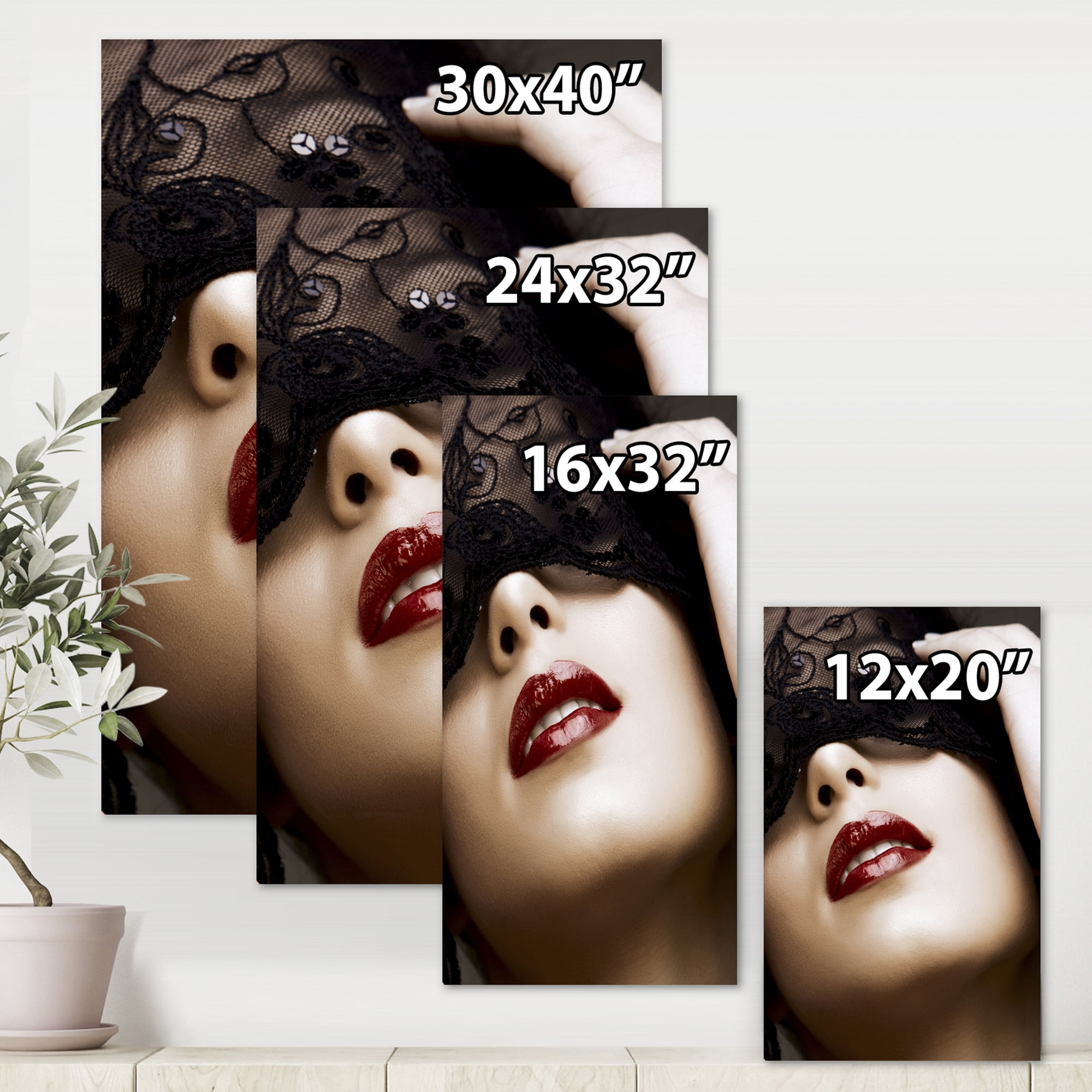 Designart ' Portrait Of Modern Girl With Mask ' Modern Canvas Wall Art Print