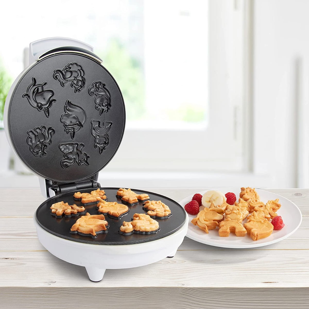 Unicorn Party Mini Waffle Maker- Create 7 Different Unicorn Animal Shapes in Minutes, Make Breakfast Fun and Cool for Kids & Adults with Novelty Magical Pancakes - Electric Non-Stick Waffler Iron, Gre
