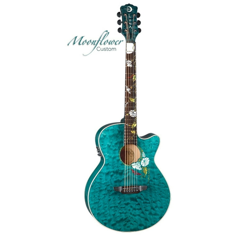 日本に Custom Moonflower Flora Luna Folk Guitar Acoustic-Electric ギター