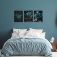thumbnail image 4 of Hieng 3s Teal Rose Canvas Wall Art Romantic Aqua Flower Canvas Prints Pictures Black Painting Artwork Wall Decor for Living Room Bedroom Bathroom Officeinchcs, 4 of 6