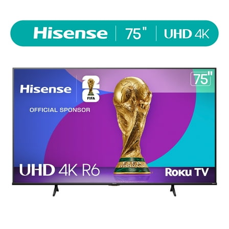 Hisense 75" Class 4K UHD LED LCD Roku Smart TV HDR R6 Series 75R6E4