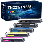 TN221 Toner Cartridges 5-Pack Compatible for Brother TN225 TN 221 TN-221 TN221BK MFC-9130CW HL-3170CDW HL-3140CW HL-3180CDW MFC-9330CDW Printer Ink (Black Cyan Magenta Yellow)