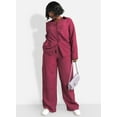 thumbnail image 2 of Rebdolls Women's Plus High Waisted Wide Leg Corduroy Pants - Burgundy - Medium, 2 of 4