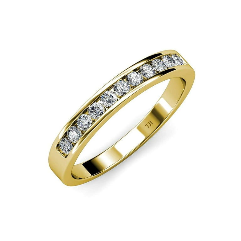 Diamond 2.3mm 11 Stone Channel Set Wedding Band 0.50 Carat tw in 14K Yellow  Gold.size 8.0 