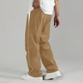 thumbnail image 6 of Mens Casual Pants Color Block Elastic Waist Drawstring Baggy Pants Lounge Comfortable Joggers Trousers with Pockets Khaki XXL, 6 of 7