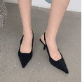 thumbnail image 4 of Spring New Style Pointed Toe Thin Heel Middle Heel Single Shoe Back Open Mesh Sandals High Green Women‘s Shoes, 4 of 6