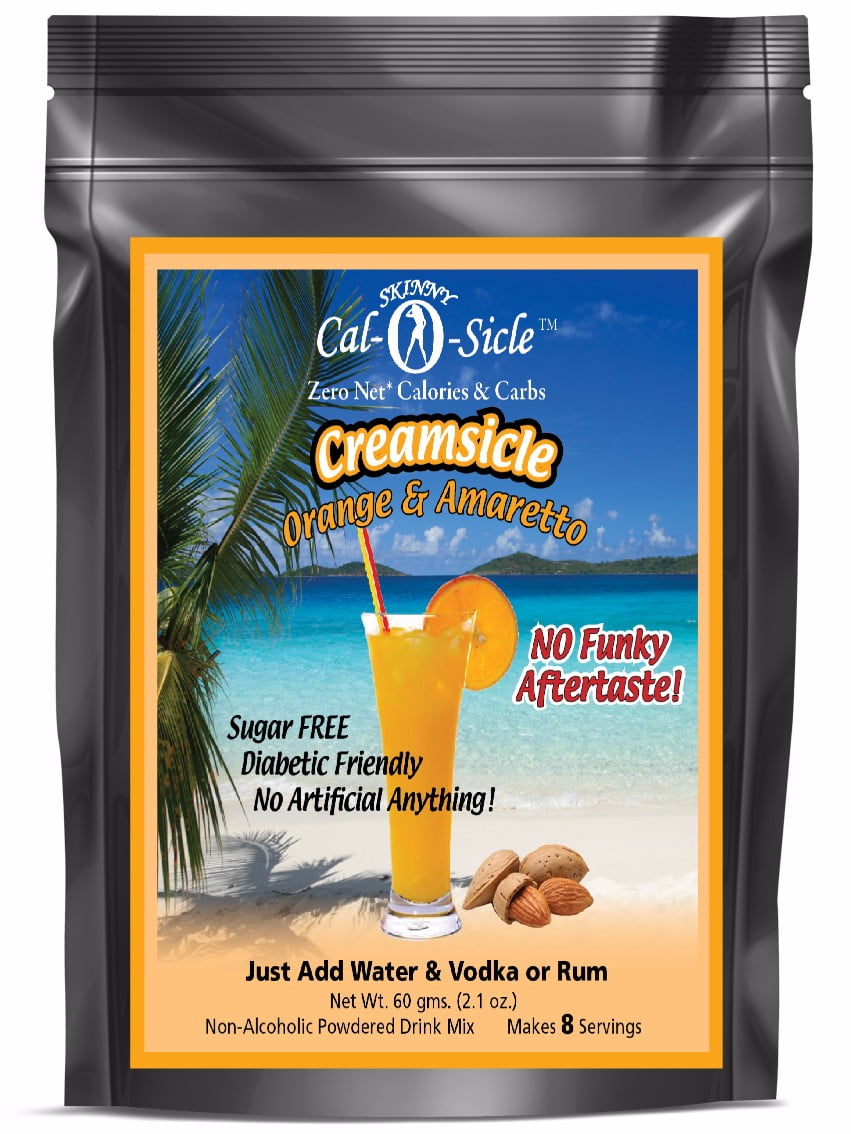 Skinny Cal-O-Sicle (TM) Zero Calorie All Natural Amaretto Creamsicle Cocktail Mix by Private Label