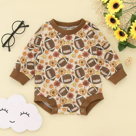 

Quealent Baby Rompers Girl Baby Winter Romper Baby Boy Girl Football Season Romper Sweatshirt Long Sleeve Letters Print One Piece Bodysuit Fall Winter Outfit C 12-18 Months