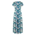 thumbnail image 3 of Baikeli Robes Pas Chères pour Femmes Robes d'Été pour Femmes 2024 Robes Soleil à Imprimé Floral Tenues Tunique à Col Rond Robe Portefeuille Moulante Robe Maxi Extraterrestre Robes d'Été, 3 of 5