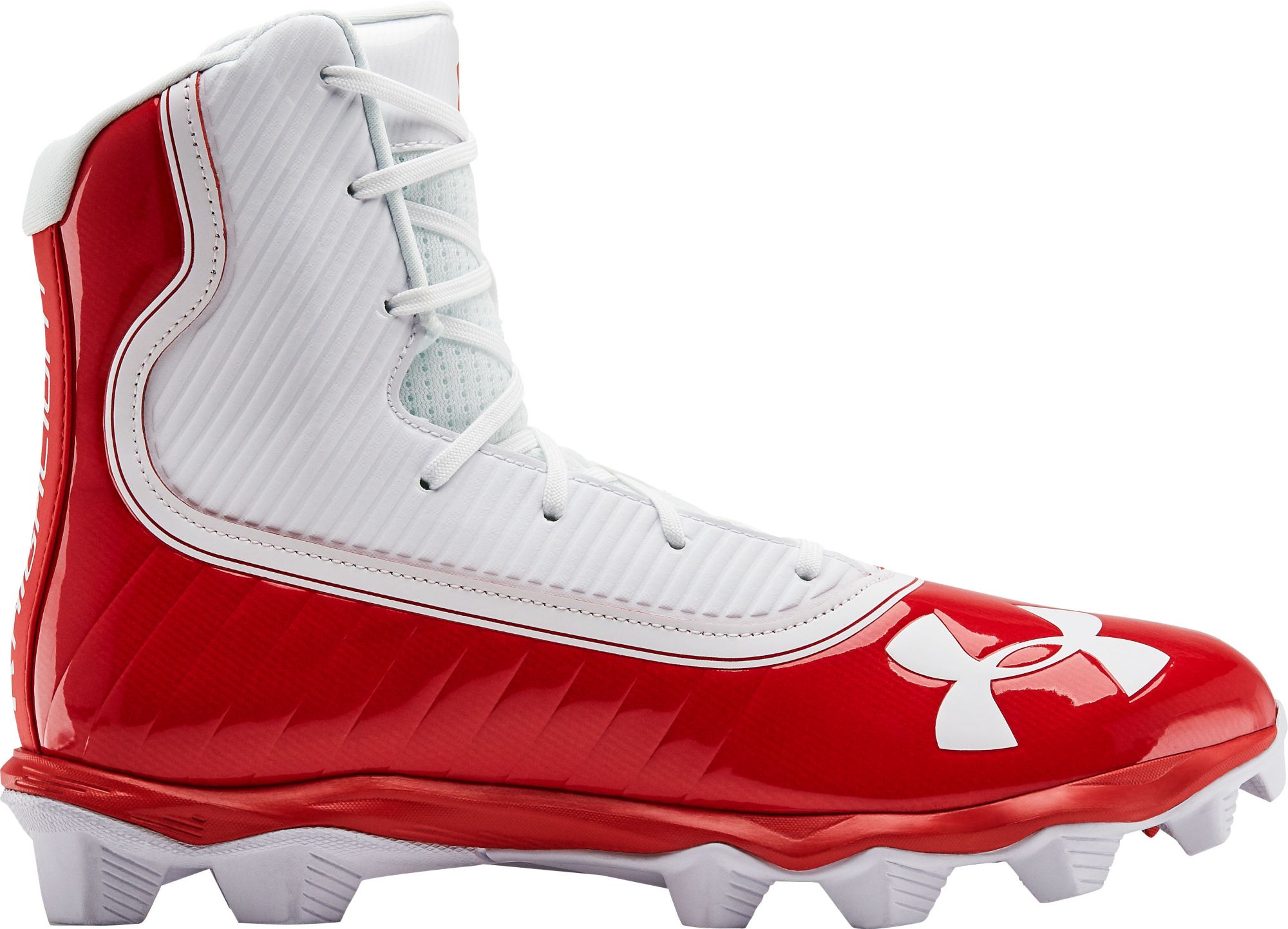 red white and blue football cleats