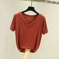 thumbnail image 2 of Timegard Tops for Women V Neck Short Sleeve Loose Comfy Tee Casual Solid Color Breathable Top Blouse, 2 of 5