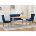 thumbnail image 5 of CQSXDA Velvet Double Dining Loveseat Bench , 2-Seat Tufted Design with Handmade Buttons and Wing Back Style, Black, 5 of 31