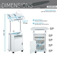thumbnail image 4 of Techni Mobili Adjustable Laptop Cart – White Rolling Desk with Storage, Height Adjustable Sit/Stand Workstation, 4 of 12