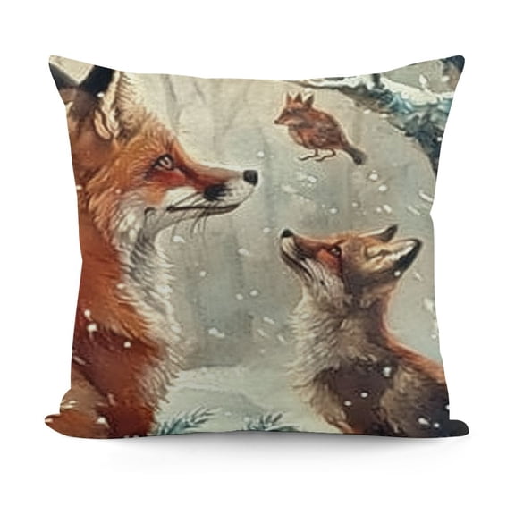 YINGXI Winter Wonderland Decorative Throw Pillow Covers, Snowy Forest Cardinal Red Bird Deer Fox Rabbit Cushion Case Decor, Farmhouse Christmas Holiday Seasonal Home Decor for Couch PC 12x12in