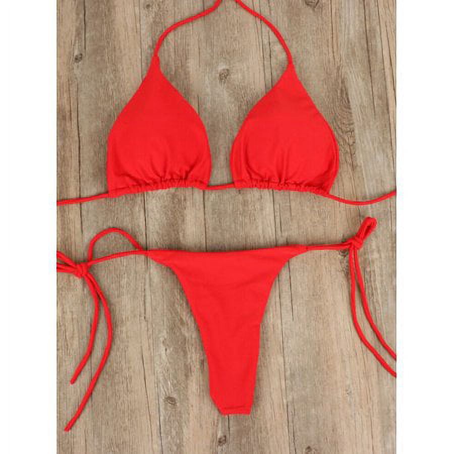 Buy Freebily Womens Tiny Micro Tie Side Thong Bikini Set Unlined G String  2pcs Small Top Swimwear Online at desertcartSeychelles