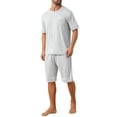 thumbnail image 4 of INSPIRE CHIC Men's Summer Short Sleeves Crew Neck with Pockets Nightwear Pajama Set L Light Gray, 4 of 5