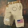 thumbnail image 2 of Men's 9" Lightweight Ripstop Stretch Multi-Pocket American Flag Printed Cargo Shorts Size 4XL Khaki-G, 2 of 6