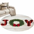 thumbnail image 6 of Christmas Wreaths Round Rug 3ft Washable Circle Entryway Rugs Non Slip Winter Bow Plaid Farmhouse Wooden Grain Area Rug Indoor Floor Carpet for Bedroom Kitchen Living Room Office Dining Room Nursery, 6 of 8