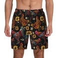 thumbnail image 3 of Uemuo Sunflower Rooster Pattern Mens Swim Trunks Quick Dry Board Shorts with Mesh Lining, Stretch Beach Shorts Quick Dry No-Chafing Board Shorts-3X-Large, 3 of 9
