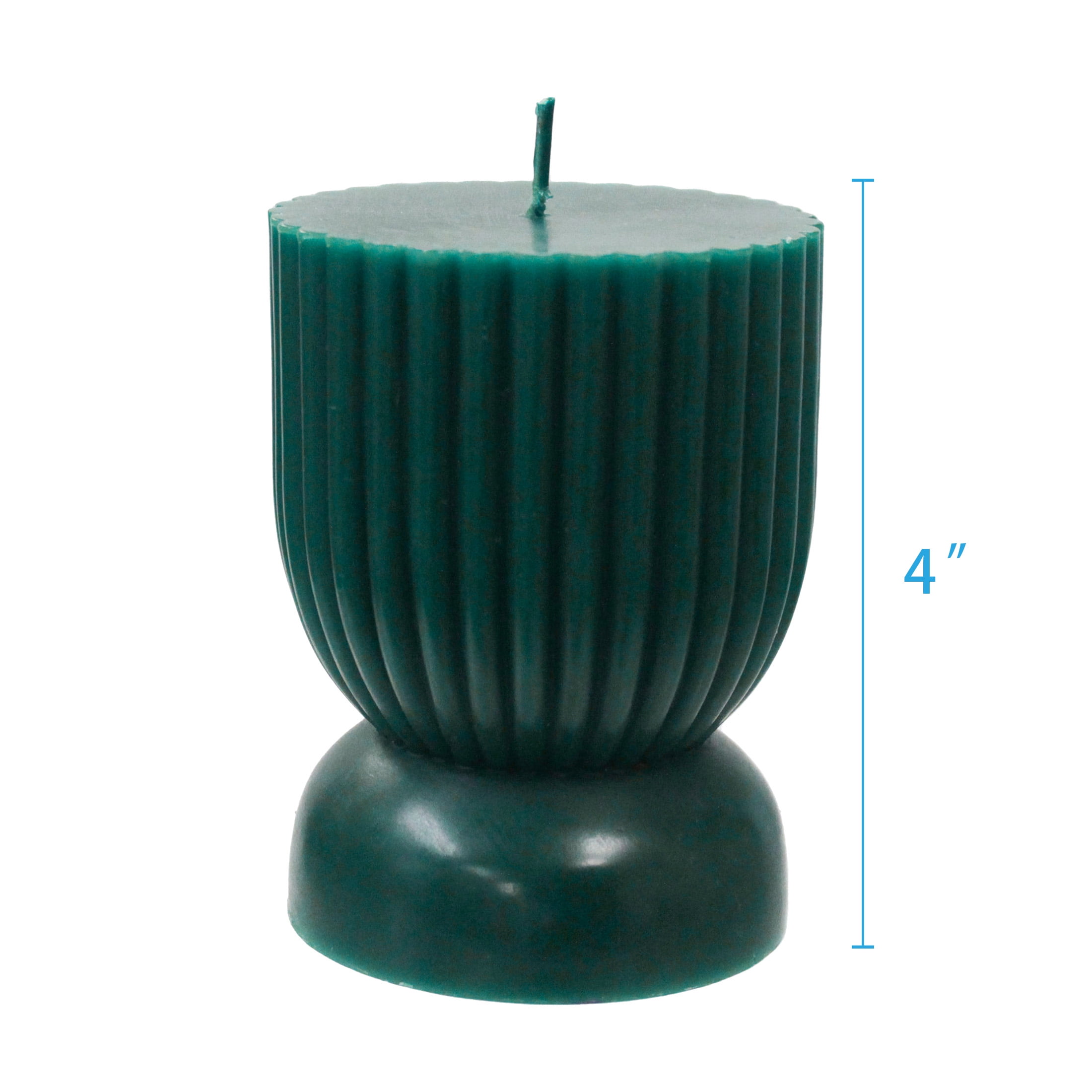 Better Homes & Gardens Unscented Ribbed Pillar Candle, 3x4 Inches, Green