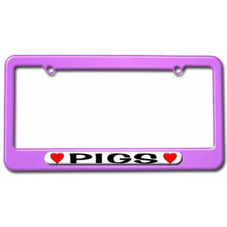 Pigs Love with Hearts License Plate Tag Frame, Multiple Colors