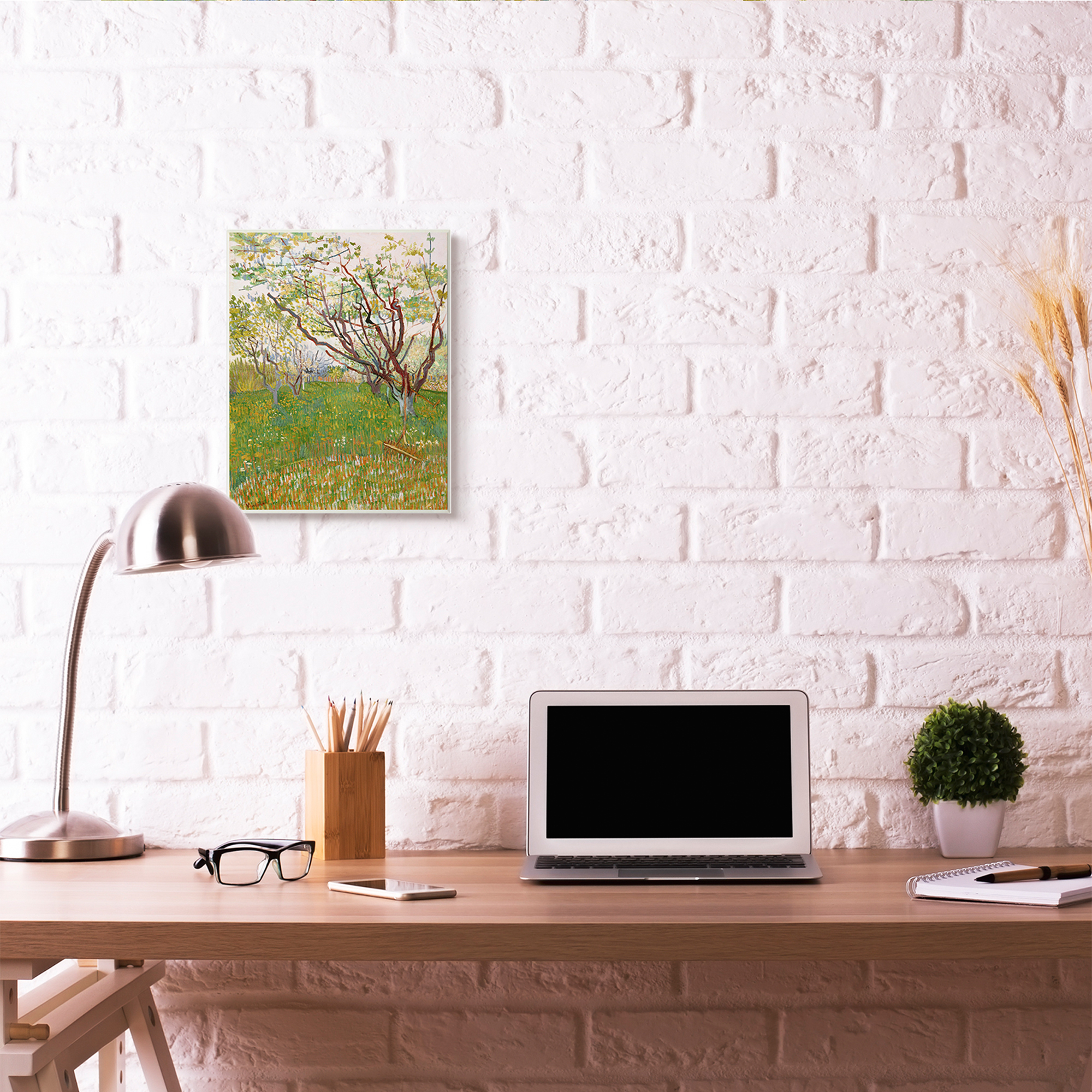 Stupell Industries Orchard Field Green Brown Van Gogh Classical Painting Wall Plaque by Vincent Van Gogh