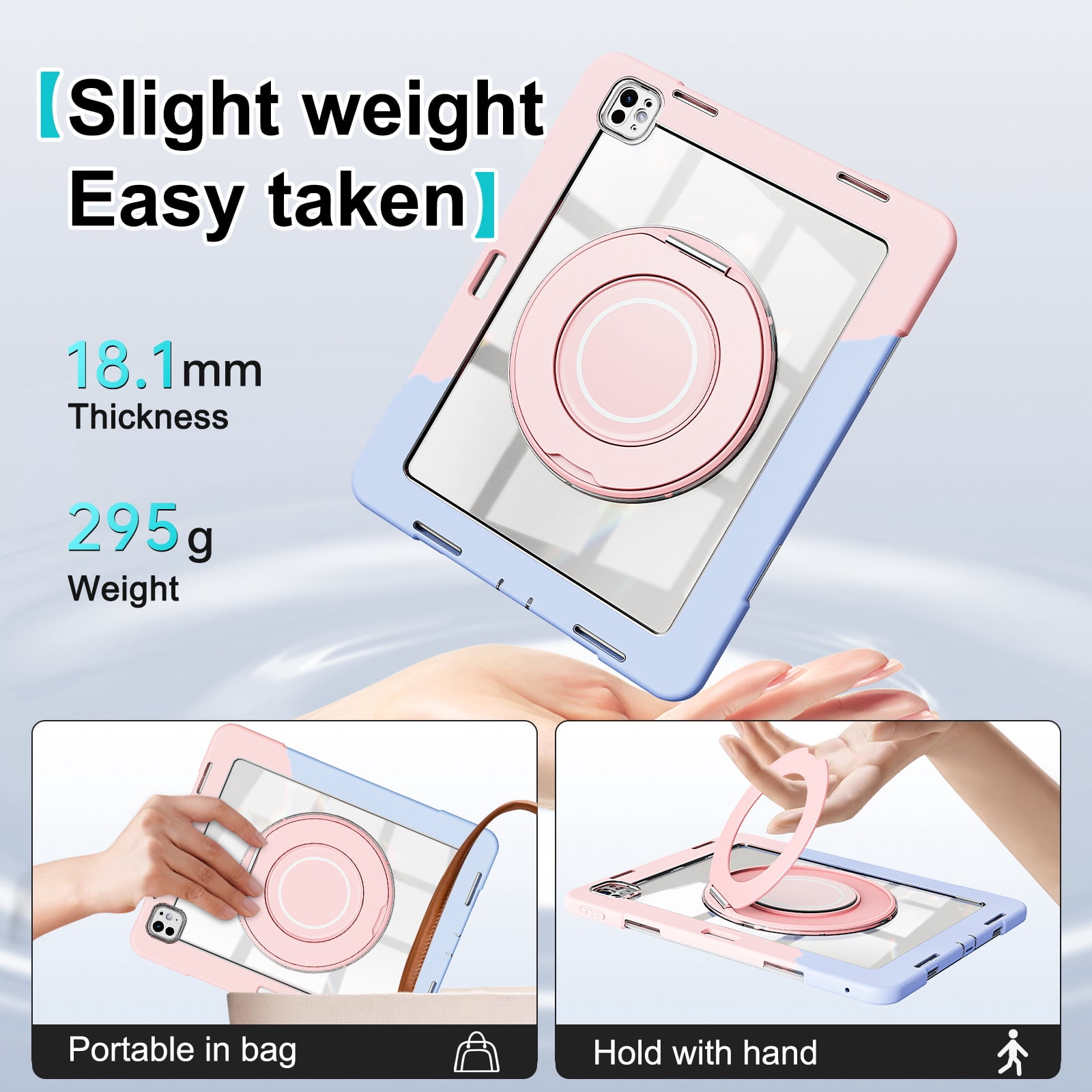 XYX Shockproof Tablet Case for iPad Pro 13 inch M4 2024 (7th Gen) with 360 Rotating Stand, Slim Lightweight with Pencil Holder, Colorful