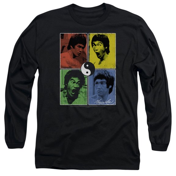 Bruce Lee Enter Color Block Long Sleeve T-Shirt Adult 18/1 Black