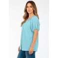 thumbnail image 3 of Roaman's Women's Plus Size Shirred Eyelet Button-Front Blouson Tunic, 3 of 3