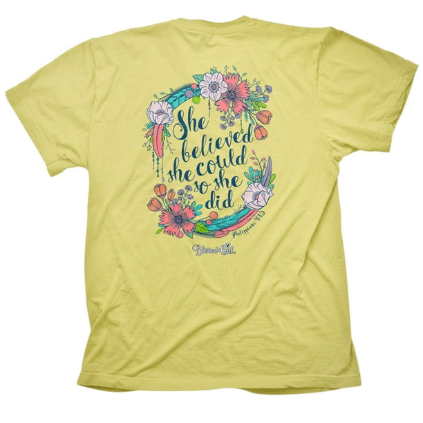 Blessed Girl Blessed Girl Women's TShirt She Believed Cornsilk SM