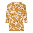 thumbnail image 5 of Oalirro Small Fragmented Flower Criss Cross Women's Fashion Casual V-neck 3/4 Sleeve Shirt, 5 of 5