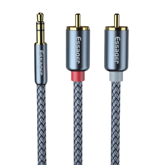 Adaptador divisor de conector Y jixopn, cable auxiliar RCA portátil de 3,5 mm a 2 RCA, cable de audio para amplificador de potencia, altavoz estéreo