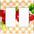 thumbnail image 6 of Metal Light Switch Plate Cover Gingham Cranberry Fruit Leaf Picnic Yellow FUT003, 6 of 13