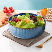 Large Salad Bowl, 1800ml/61oz Large Bowl ,Ceramic Fruit Serving Bowls, Stylish Blue Bowl ,Round Soup Bowl,Bowl for Soup,Salad,Cereal,Ramen