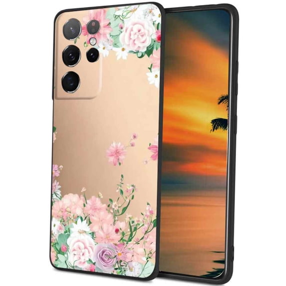 Compatible with Samsung Galaxy S22 Ultra Phone Case, Floral-Flowers-Cute73 Case Men Women, Flexible Silicone Shockproof Case for Samsung Galaxy S22 Ultra