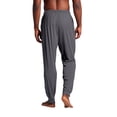 thumbnail image 4 of Men's Solid Color Pajama Pants with Pockets & Drawstring - Cuffed Jogger Sleep Bottoms for Men, Elastic Waist Soft Lightweight Lounge Homewear Dark Gray M, 4 of 9
