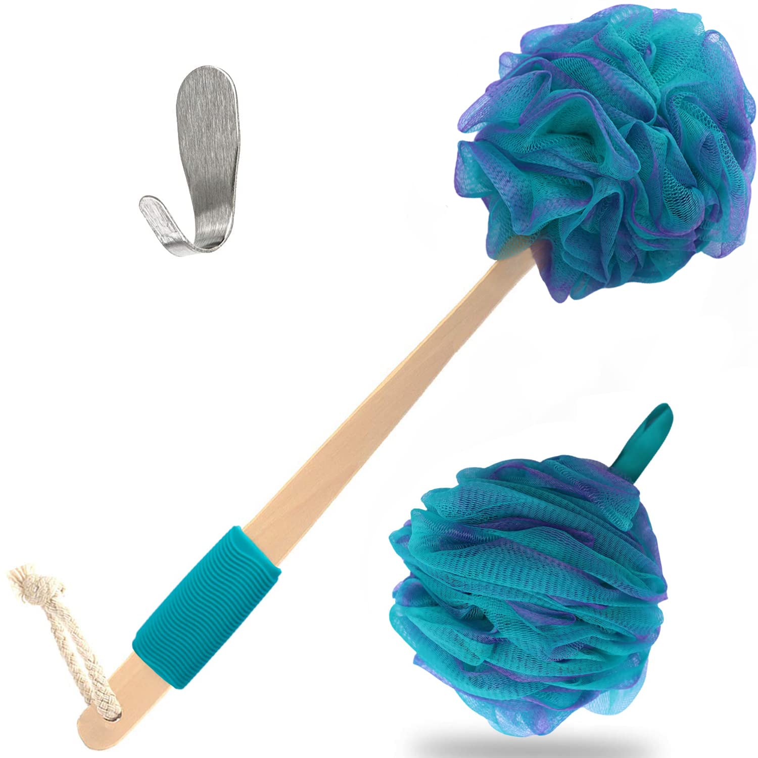 Loofah Back Scrubber Bamboo Charcoal Fiber Infused Bath Sponge Lufa