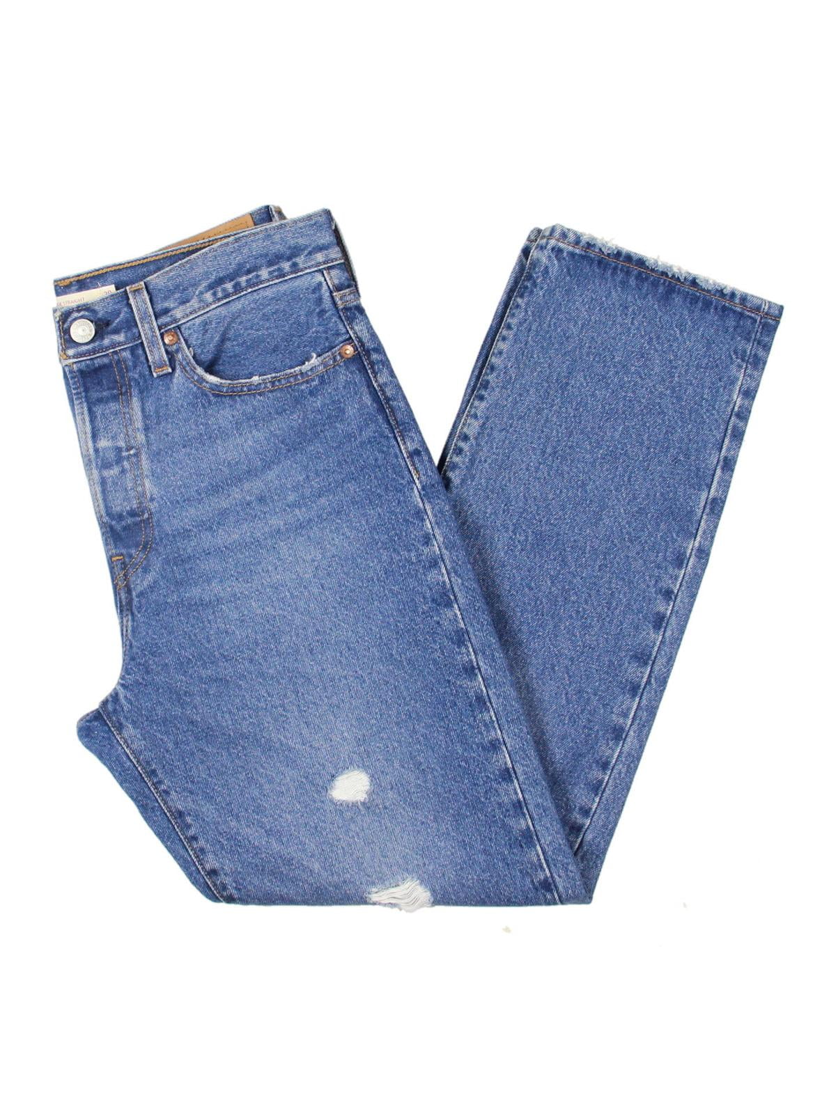 Levi's Womens Wedgie Button Fly Distressed Straight Leg Jeans - Walmart.com