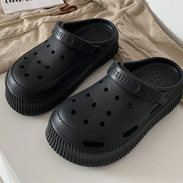 Zapatos de verano para mujer con agujeros en forma de diamante y agua, para usar en la playa, con suela gruesa y suave de EVA, con colores en contraste creativos Baotou