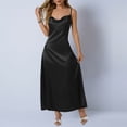 thumbnail image 6 of Ruimatai Women's Satin Cowl Neck Spaghetti Strap Elegant Fitted Maxi Dress, Formal Evening Gown with Slit, 6 of 7