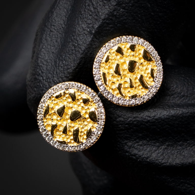Dazzlingrock Collection Men's Diamond Stud Earrings - 0.09 CTW, Sterling Silver, Platinum Plated