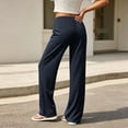 thumbnail image 5 of Costeam Womens Horizontal Striped Wide Leg Pants Wrap Tie Side High Waist Full Length Lightweight Wrinkle Friendly Loose Flowy Casual Vacation Trousers, 5 of 6