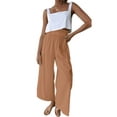 thumbnail image 1 of VISgogo Pantalones de Pierna Ancha con Volantes para Mujer, Pantalones de Color Sólido de Cintura Alta Sueltos Casuales de Verano VISgogo  moda, 1 of 4
